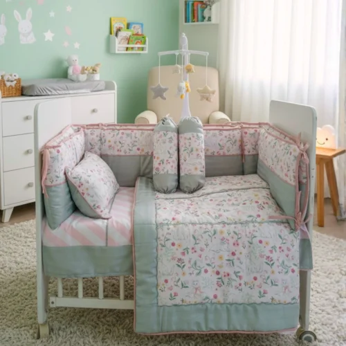 Feline Flora - Cot Bedding Set | Cotton | 6 pieces