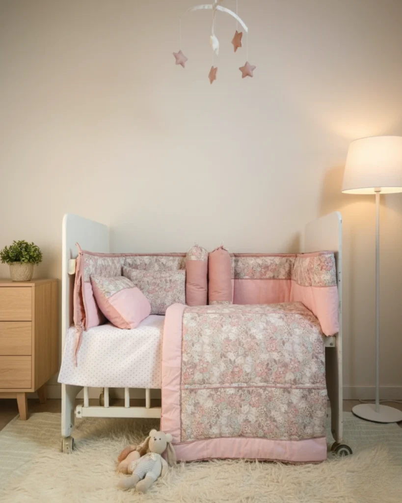 Pink Bloom - Cot Bedding Set | Cotton | 6 pieces