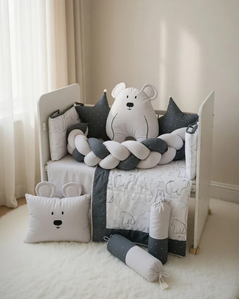 Bear Hugs - Cot Bedding Set | Cotton | 11 pieces