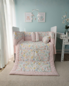 Dreamy forest Baby Cot Bedding Set - Pure cotton | 6 piece | Pink & White