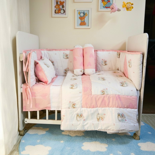 Pink Paws - Cot Bedding Set | Cotton | 6 pieces