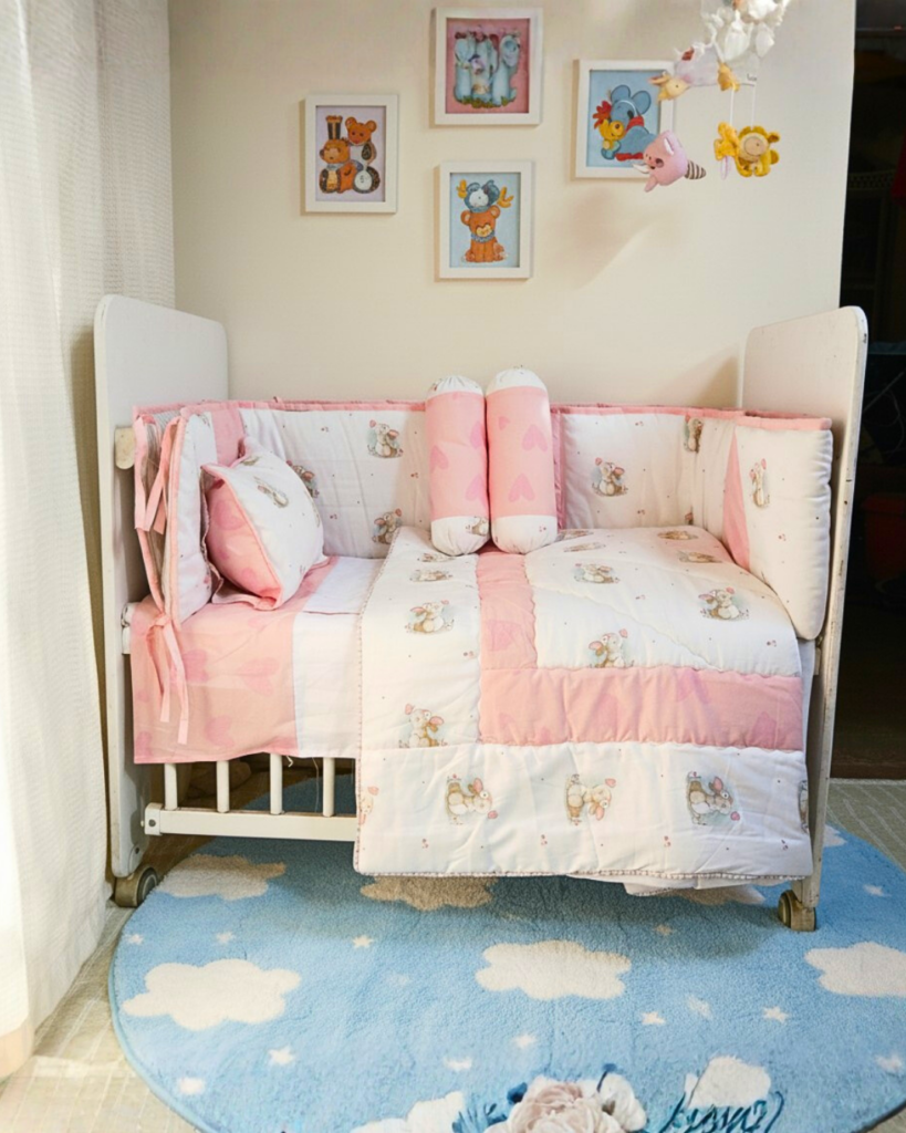 Pink Paws - Cot Bedding Set | Cotton | 6 pieces