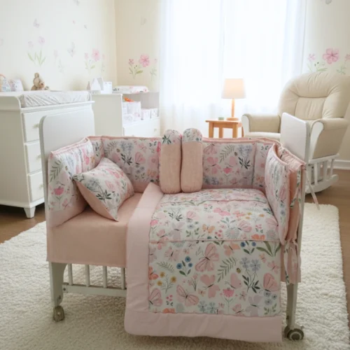 Flutter Bloom - Cot Bedding Set | Cotton | 6 pieces
