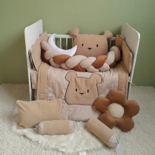 Button (4) Moon Bear - Cot Bedding Set | Cotton | 11 pieces