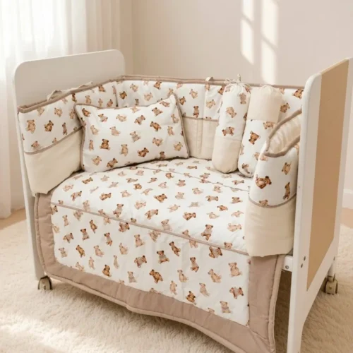 Honey Bear - Cot Bedding Set | Cotton | 6 pieces