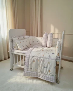 Little Safari Baby Cot Bedding Set - Pure cotton | 6 piece | White