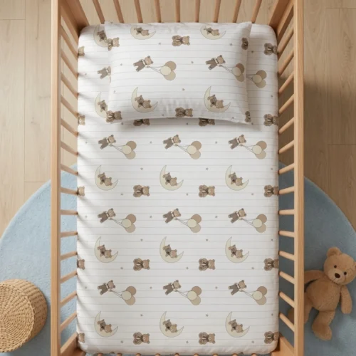 Moon Teddy - Crib Bedsheet Set