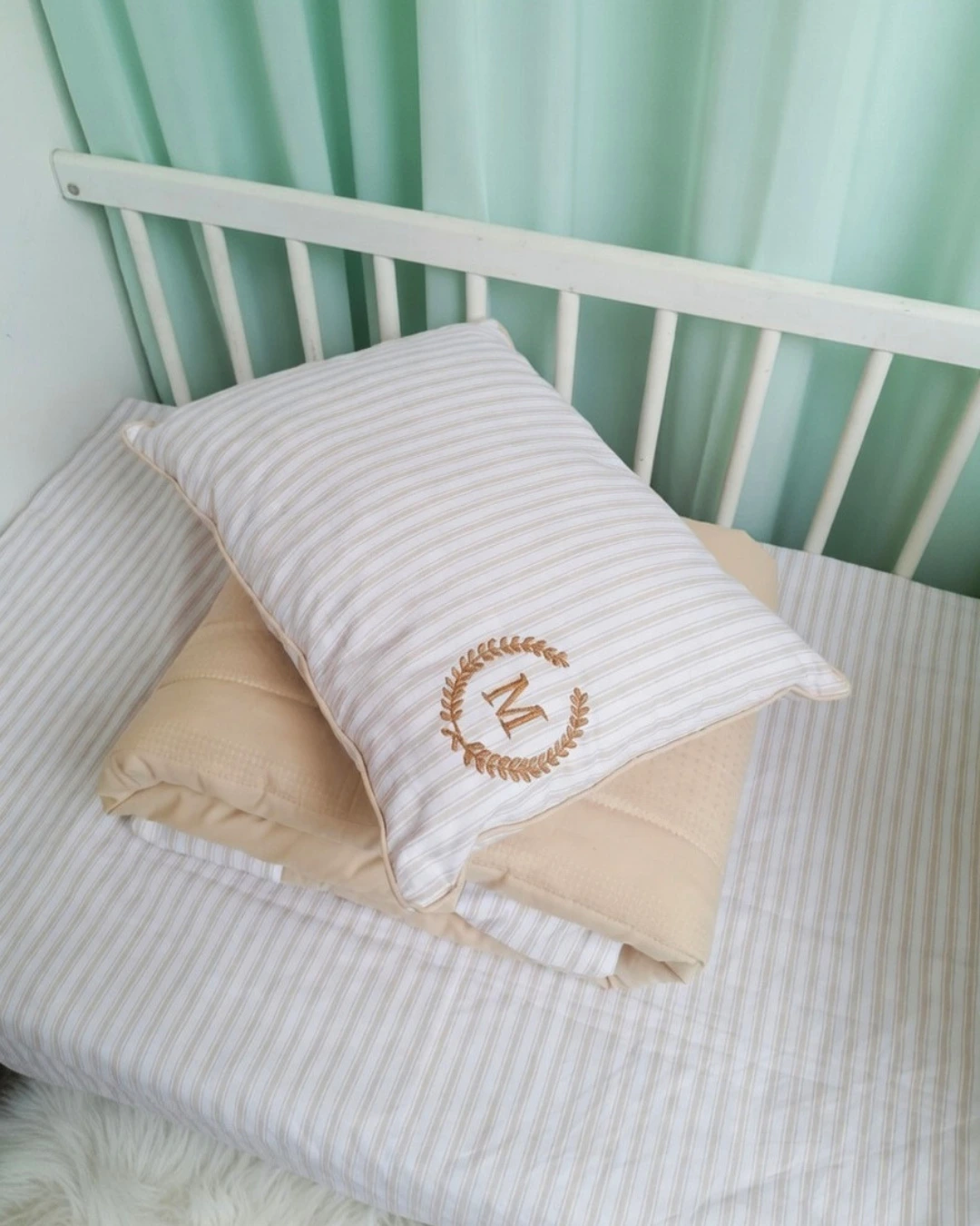 Letter Embroidered Cot Set