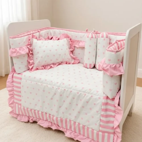 3 Rosie Hearts - Cot Set | Cotton | 6 pcs