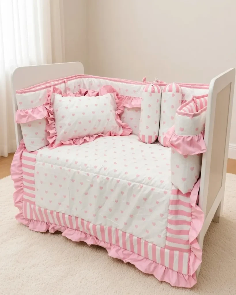 Rosie Hearts - Cot Set | Cotton | 6 pcs