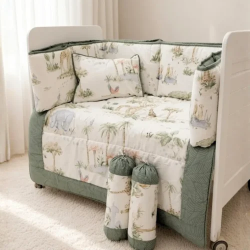 4 Safari Sage - Cot Set | Cotton | 6 pcs