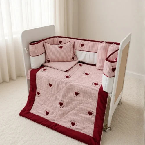 Maroon Meadow - Cot Set | flannel | 6 pcs