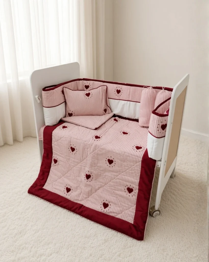 Maroon Meadow - Cot Set | flannel | 6 pcs