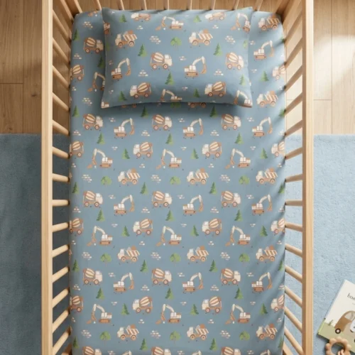 Untitled design (79) Construction Trucks - Crib Bedsheet Set