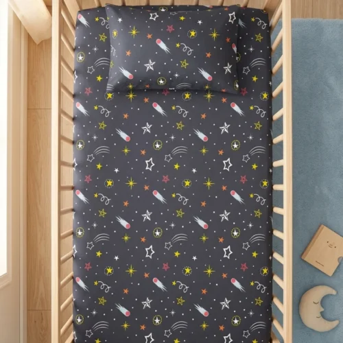 Untitled design (80) Shooting Stars - Crib Bedsheet Set