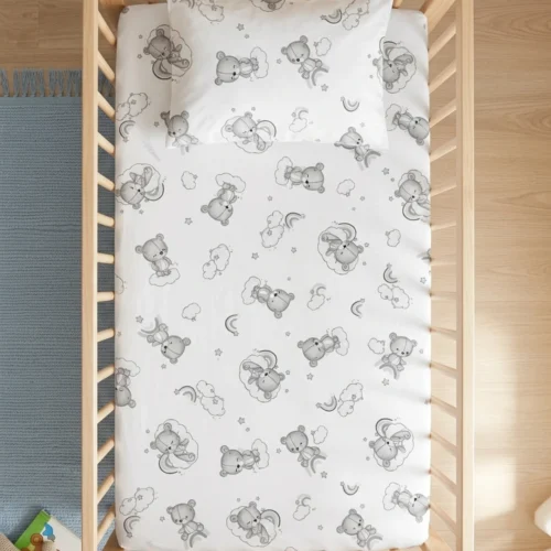 Untitled design (81) Sleepy Teddy - Crib Bedsheet Set