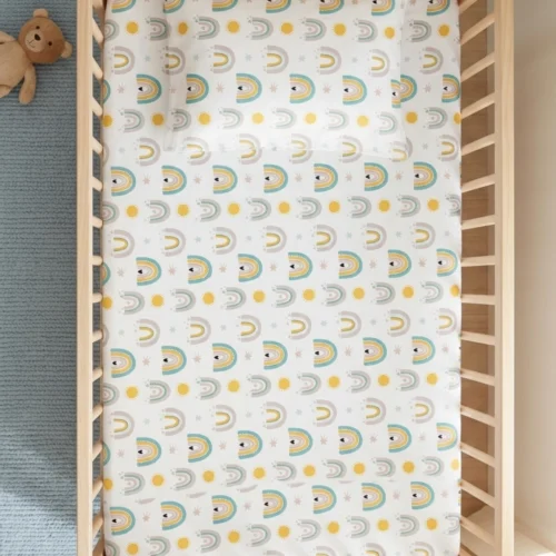 Untitled design (82) Sunny Rainbow - Crib Bedsheet Set