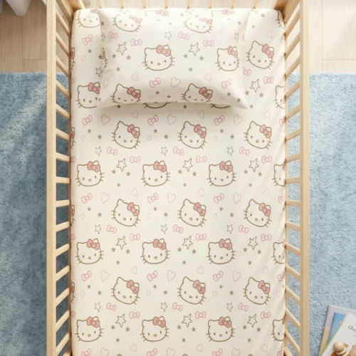 Untitled design (87) Hello kitty - Crib Bedsheet Set