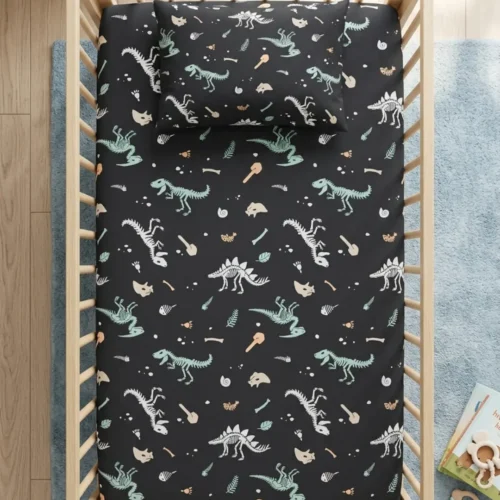 Untitled design (90) Dino Fossils - Crib Bedsheet Set